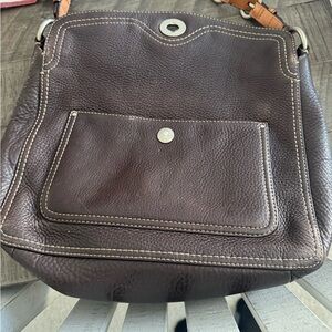 Coach Dark Brown Leather Bag with Silver Accent